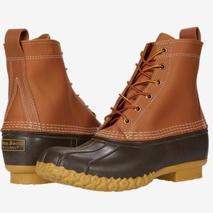 LL BEAN Bean Boots Women's Waterproof Duck 175064 USA Brown 8" Leather Size 9